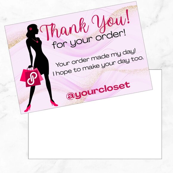 60 Poshmark Shopping Thank You Cards 4 x 2.8 - Picture 5 of 7